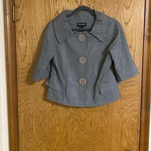 Essentials Gray Women's Blazer Medium Vintage